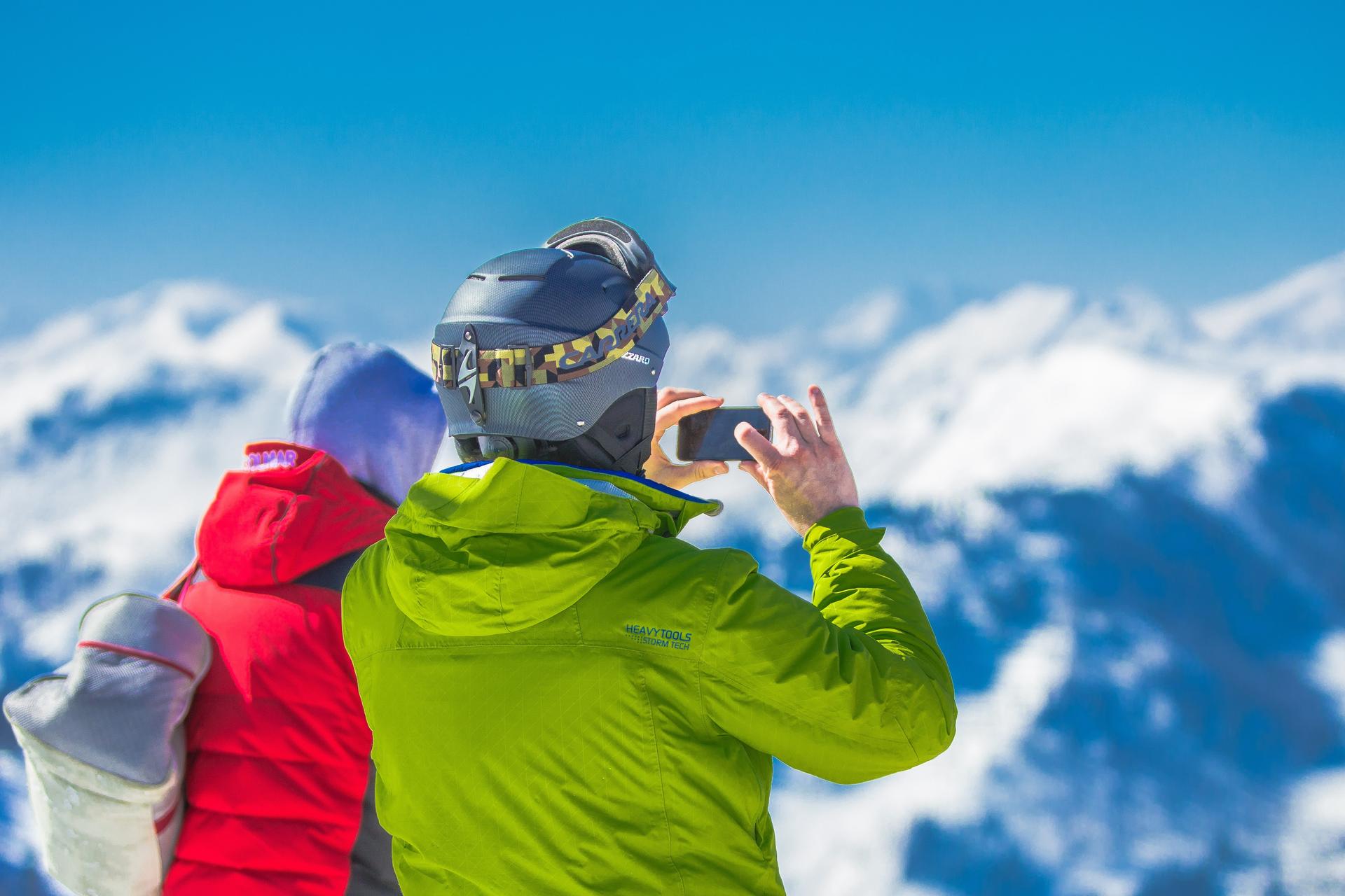 Couple taking photos of the view