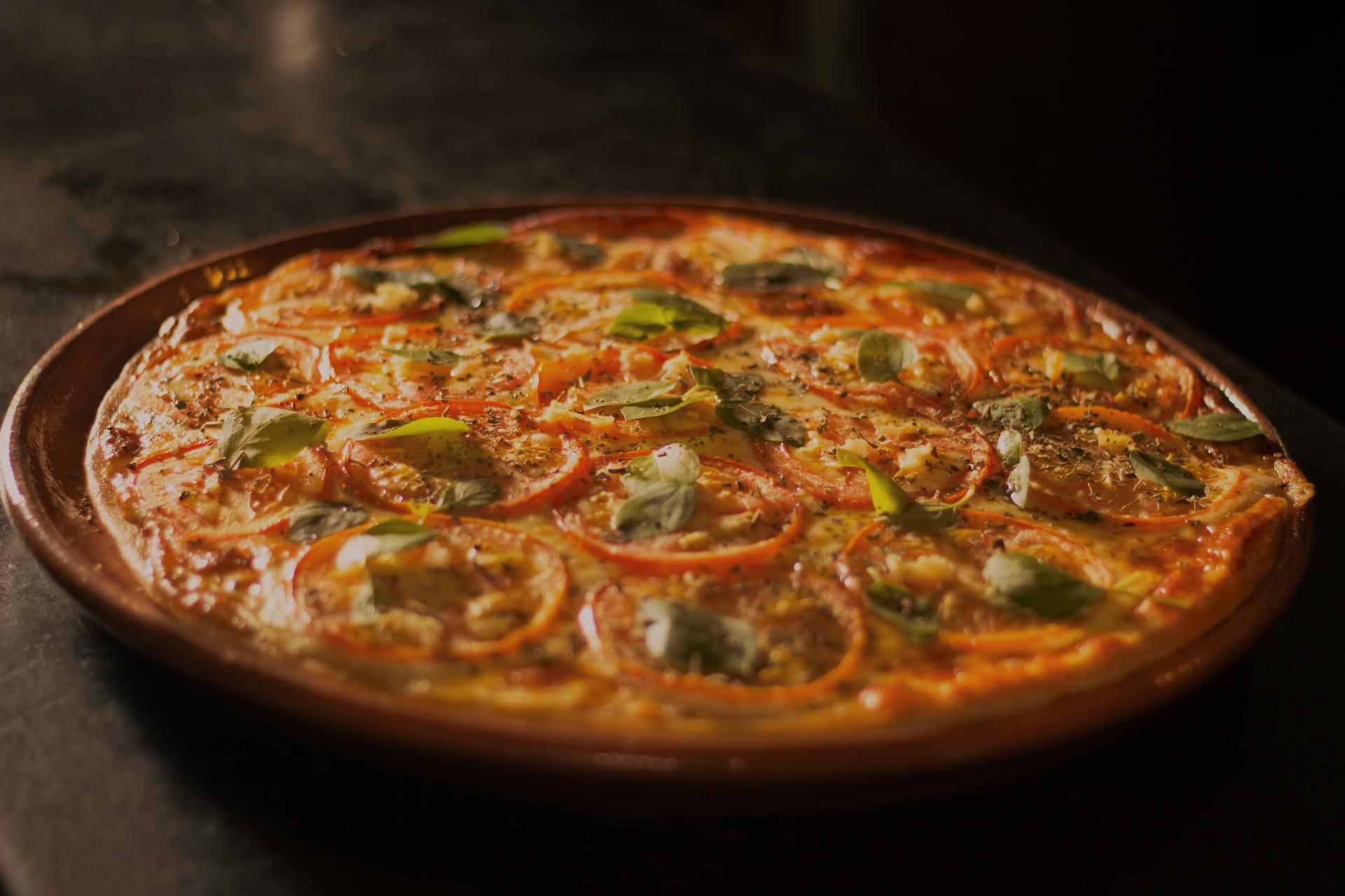 Freshly bakes italian pizza on holiday