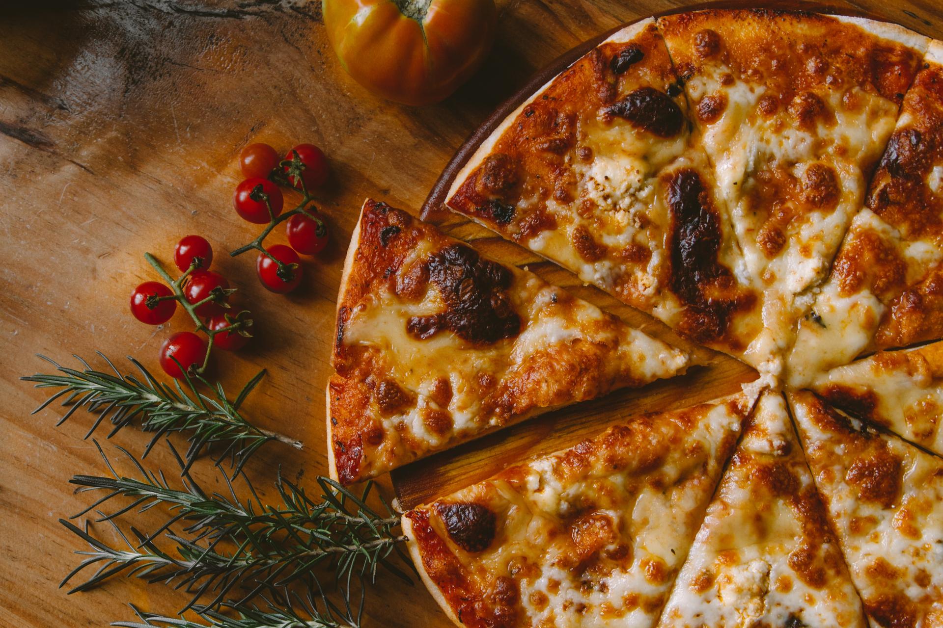 Freshly cooked pizza on holiday