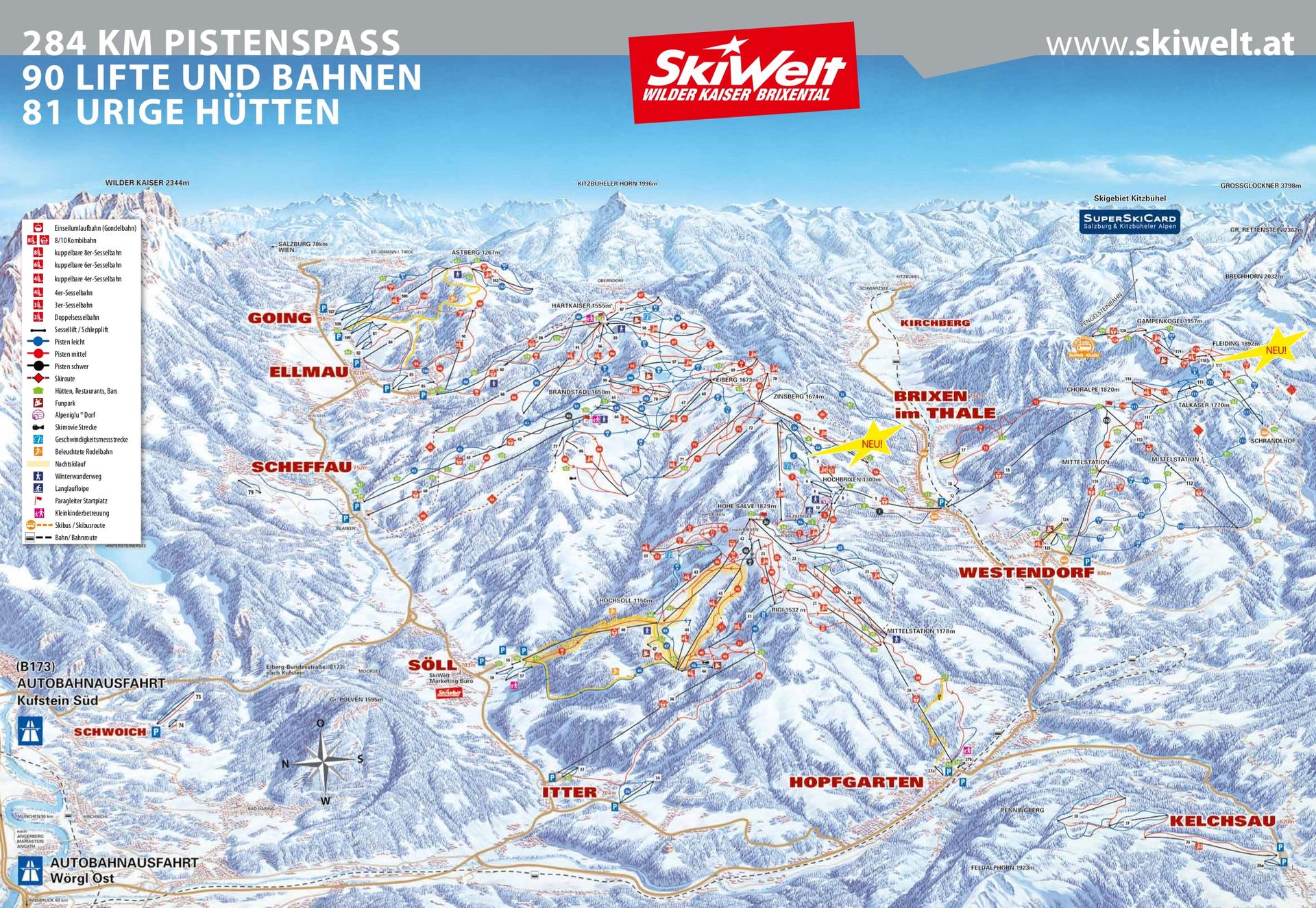 Going am Wilden Kaiser ski map
