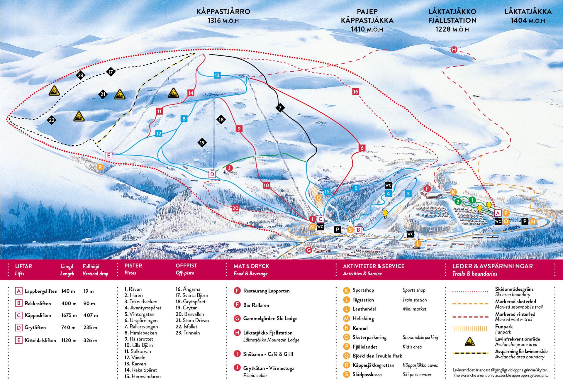 Björkliden ski map